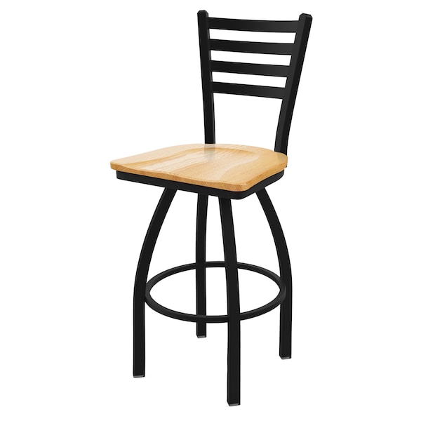 25" Swivel Counter Stool, Black Wrinkle, Nat Oak Seat